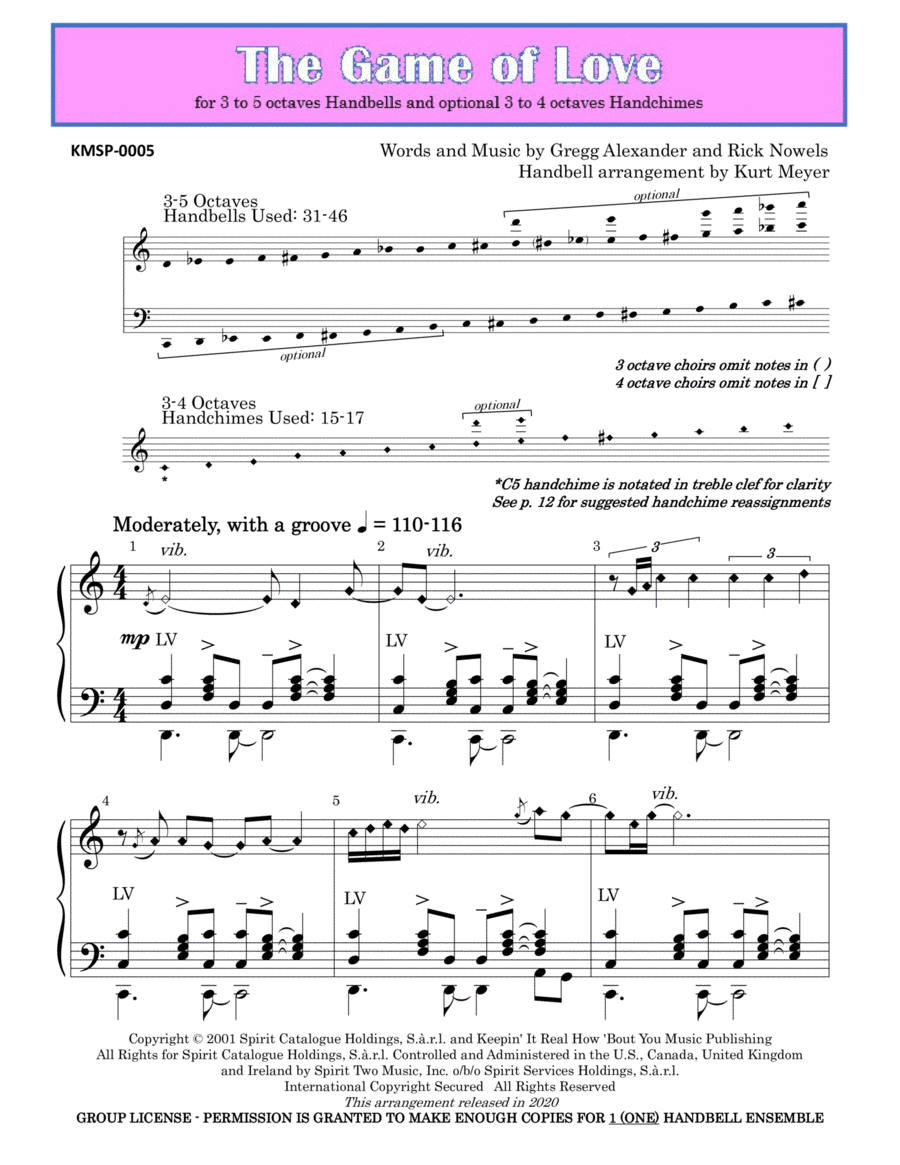 The Game Of Love Handbell Choir scores gallery preview page 1