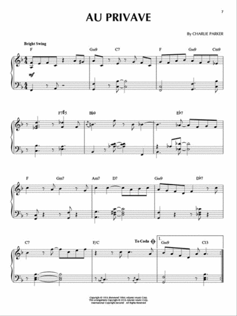 Charlie Parker Piano Solo scores gallery preview page 4