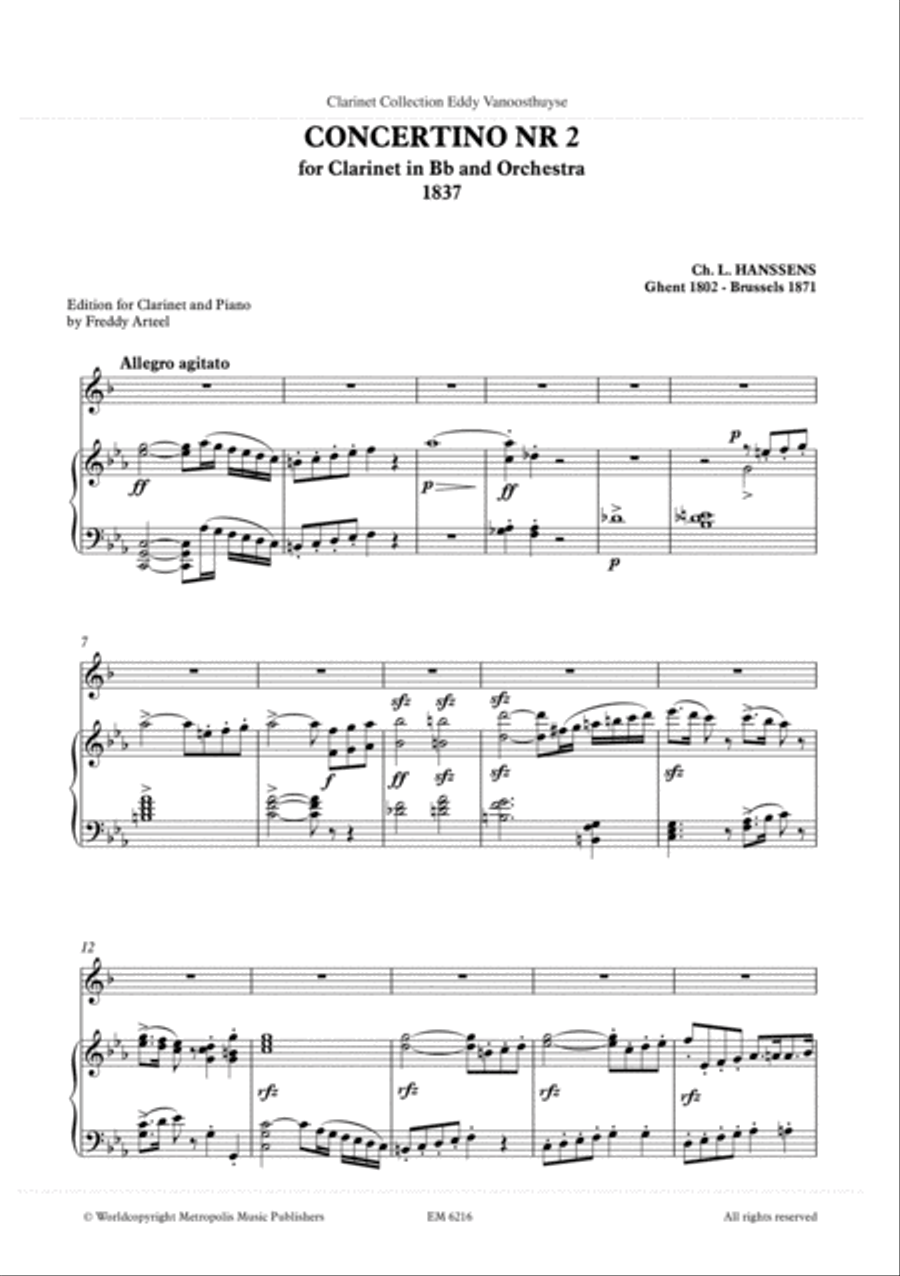 Concertino nr. 2 for Clarinet (Piano Reduction)