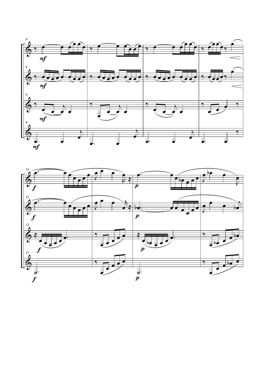 Flower Duet for Clarinet Quartet Clarinet Quartet scores gallery preview page 4