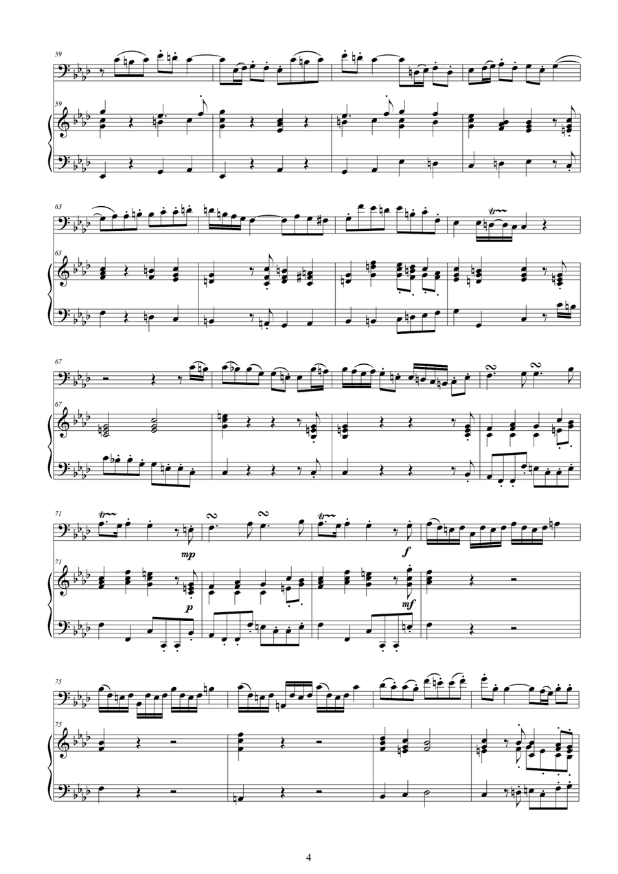 Telemann - Bassoon Sonata in F minor TWV 41f1 for Bassoon and Cembalo (or Piano) Bassoon scores gallery preview page 4