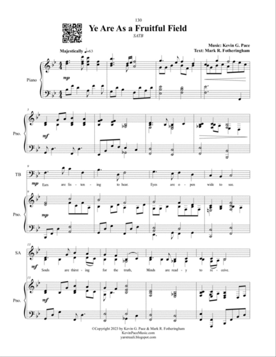 Ye Are As a Fruitflu Field, sacred music for SATB Choir 4-Part scores gallery preview page 2