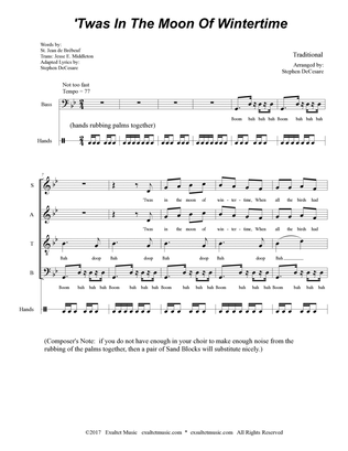 'Twas In The Moon Of Wintertime (SATB)