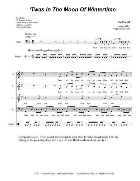 'Twas In The Moon Of Wintertime (SATB) image number null