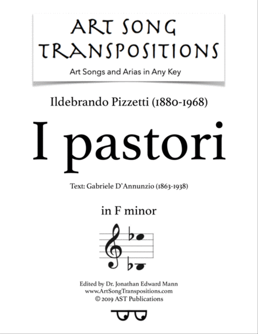 PIZZETTI: I pastori (transposed to F minor) Voice scores gallery preview page 1