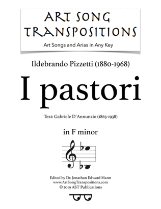 PIZZETTI: I pastori (transposed to F minor)