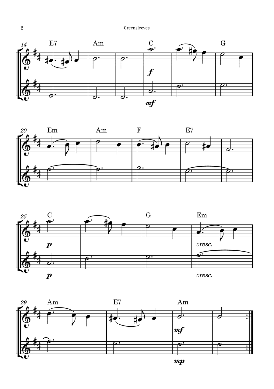 Greensleeves Woodwind Duet scores gallery preview page 2