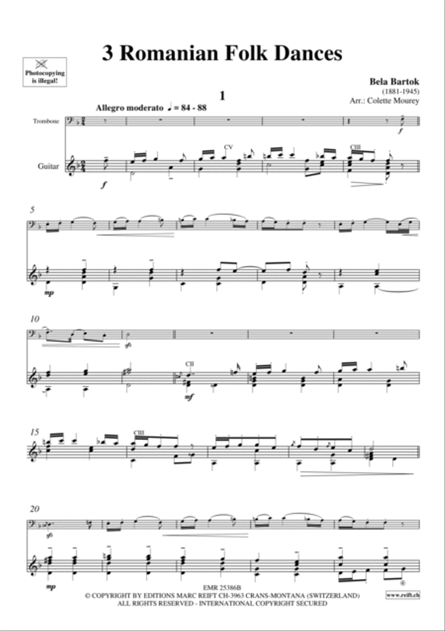 3 Romanian Folk Dances Trombone scores gallery preview page 6