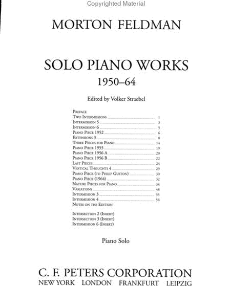 Solo Piano Works - 1950-64