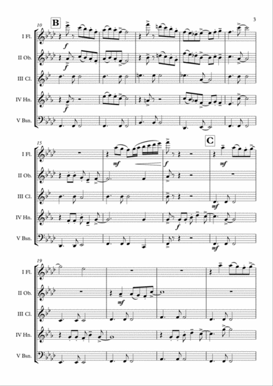 Hawaii Five-O Theme Woodwind Quintet scores gallery preview page 4