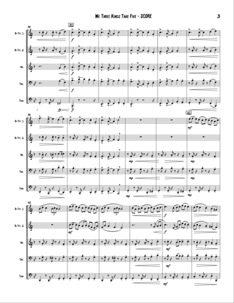 We Three Kings Take Five - brass quintet Brass Quintet scores gallery preview page 5