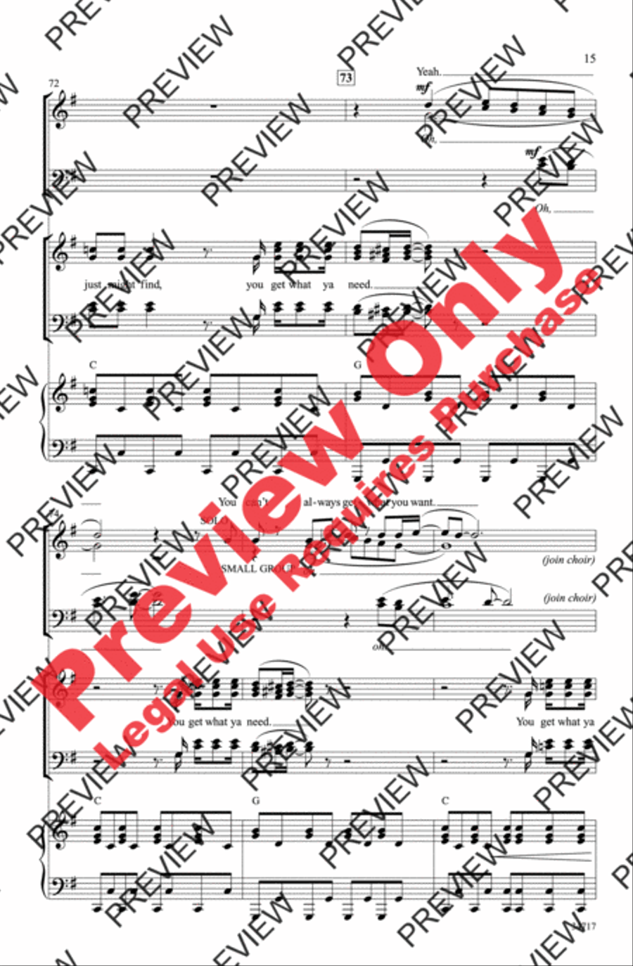 You Can't Always Get What You Want 4-Part scores gallery preview page 15