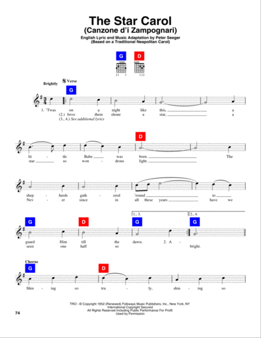 The Star Carol (Canzone D'i Zampognari) School and Community scores gallery preview page 1