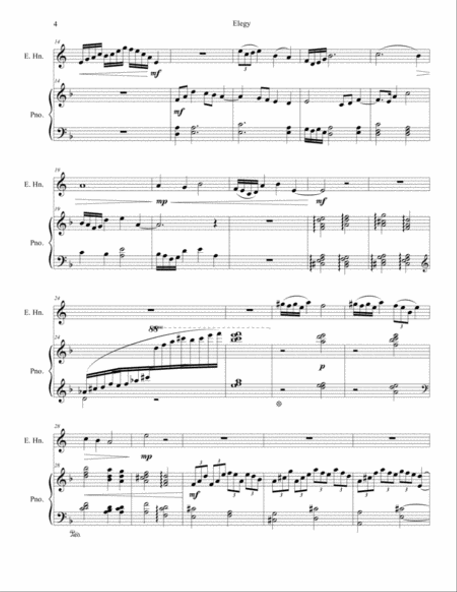 Elegy for English Horn and Piano English Horn scores gallery preview page 4