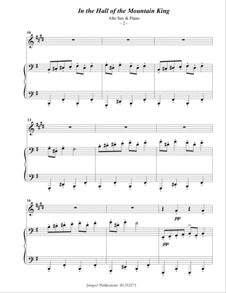 Grieg: Hall of the Mountain King from Peer Gynt Suite for Alto Sax & Piano Alto Saxophone scores gallery preview page 3