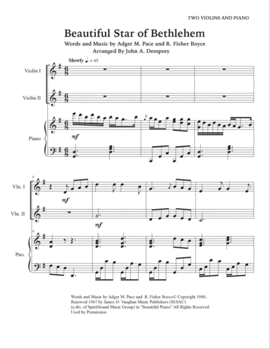 Beautiful Star Of Bethlehem String Duet scores gallery preview page 5