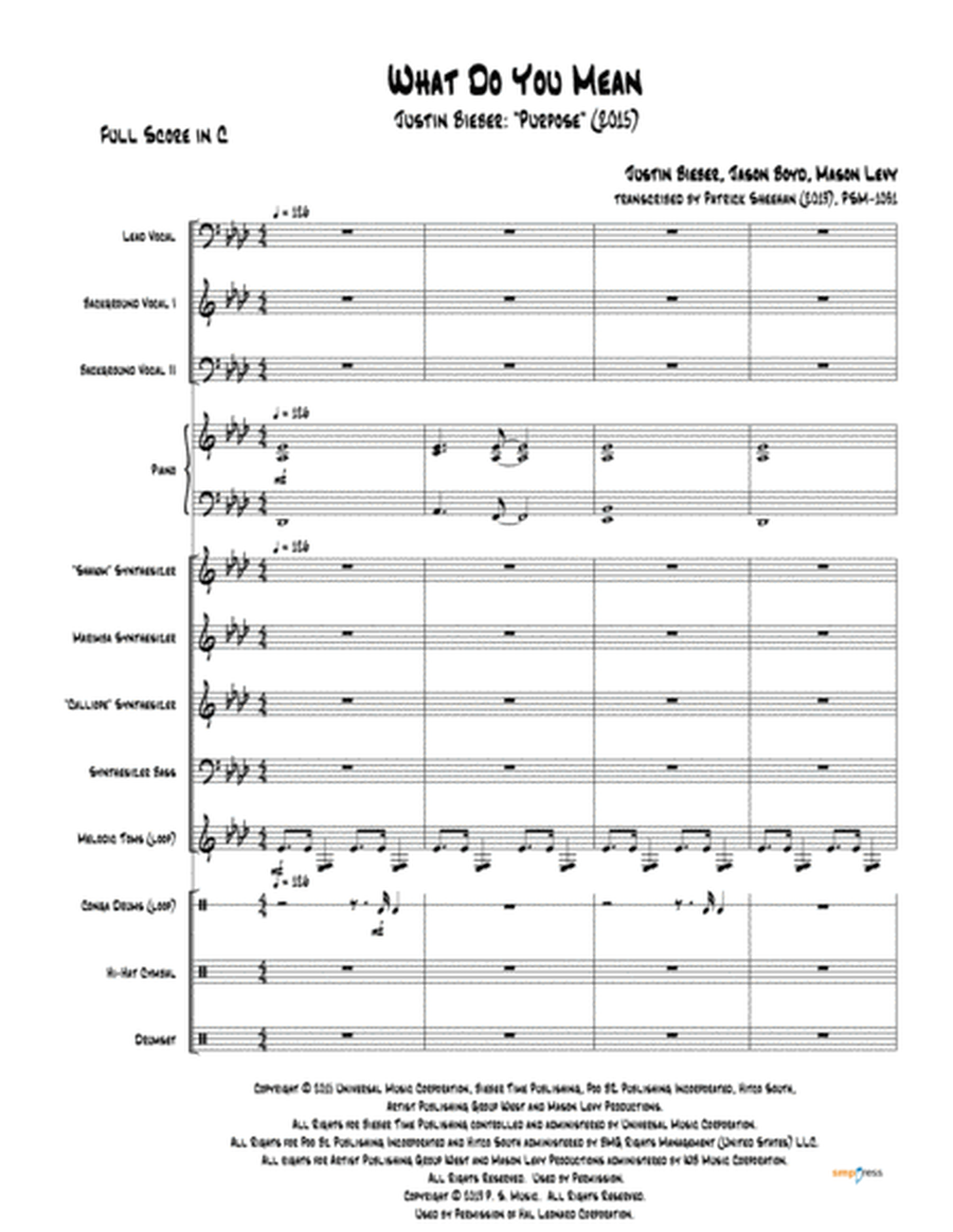 What Do You Mean? [Justin Bieber] (full score & set of parts) image number null
