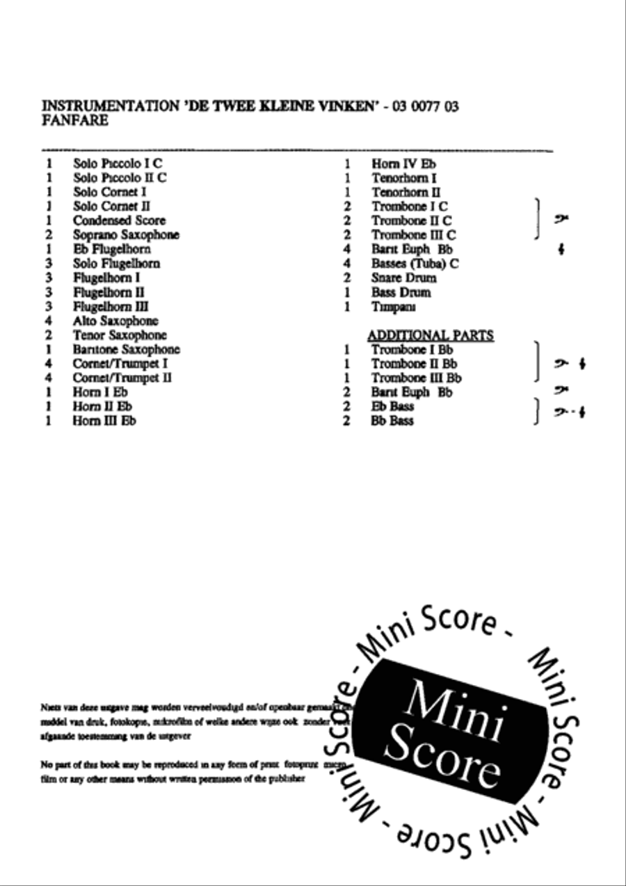 De Twee Kleine Vinken Fanfare Band scores gallery preview page 4