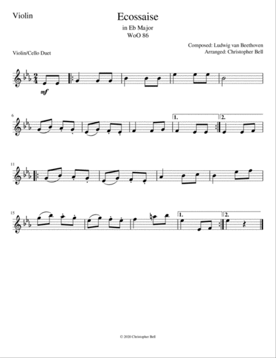 Ecossaise - Beethoven - Violin-Cello Duet String Duet scores gallery preview page 2