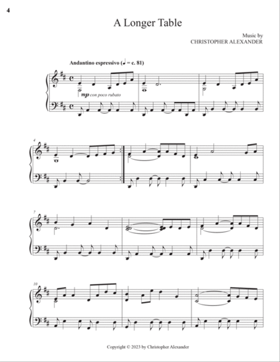 A Longer Table Piano Solo scores gallery preview page 4