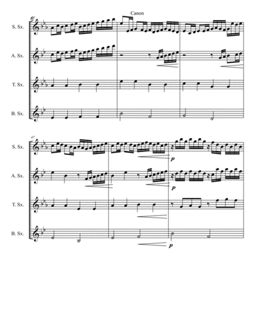 Pachelbel's Canon for Saxophone Quartet (SATB)