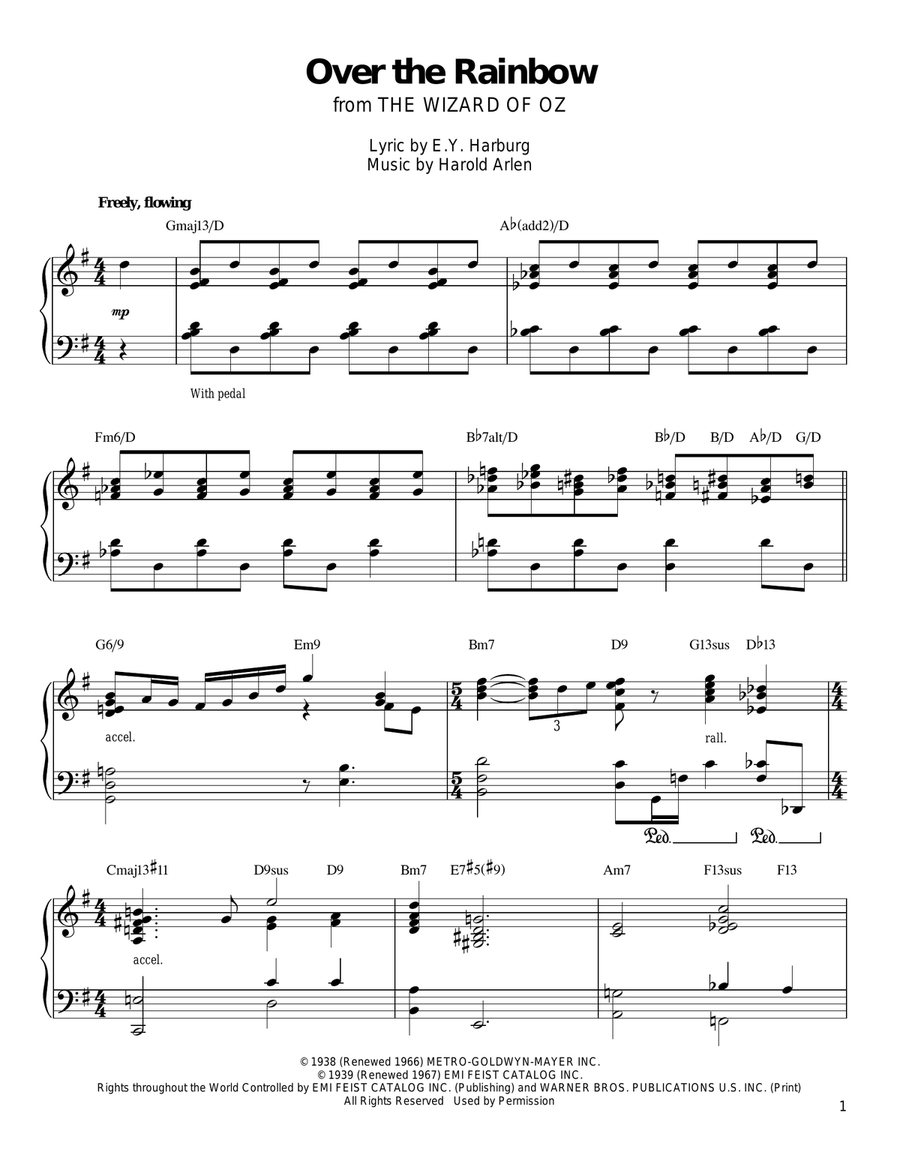 Over The Rainbow Piano scores gallery preview page 1