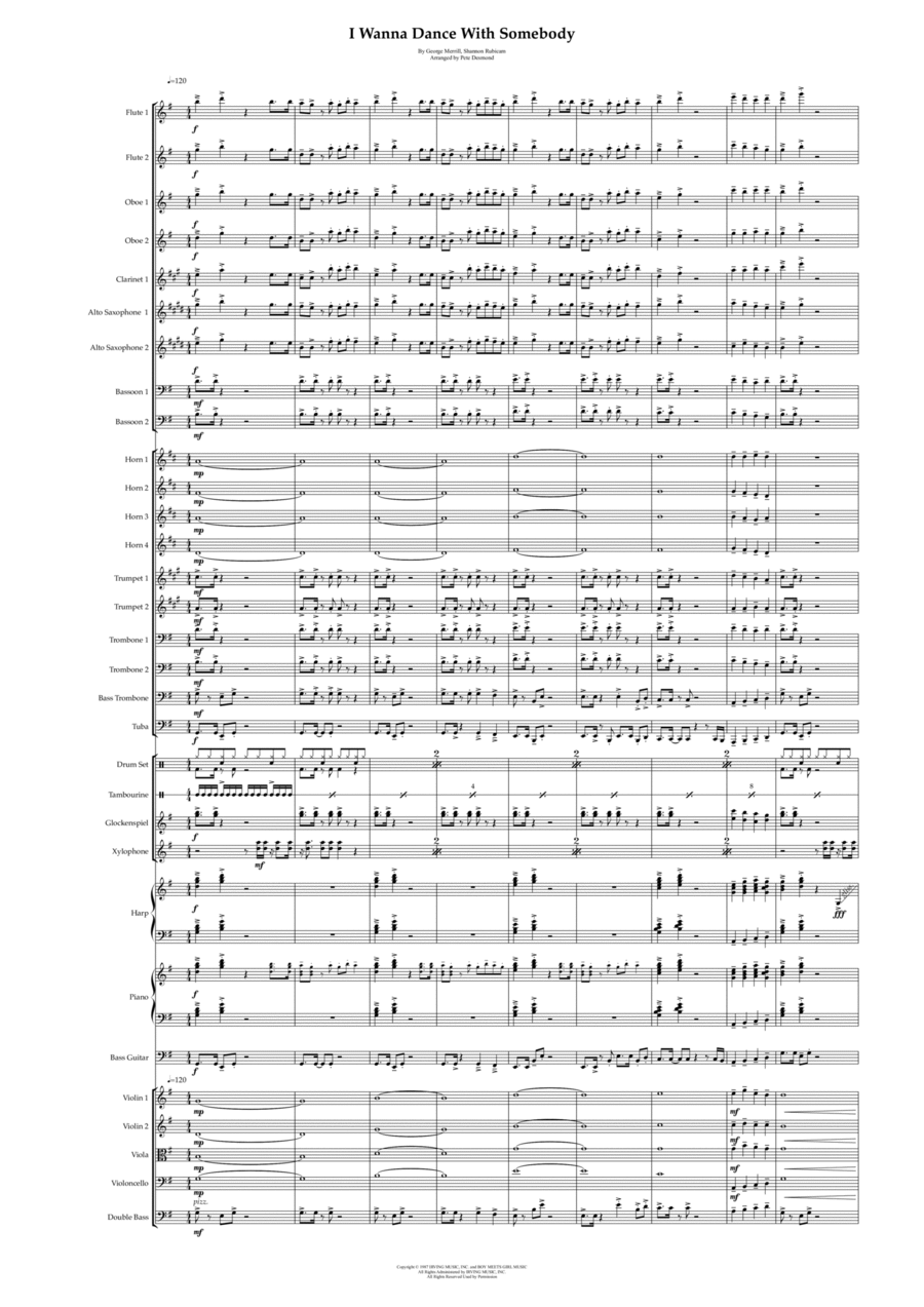 I Wanna Dance With Somebody Full Orchestra scores gallery preview page 1
