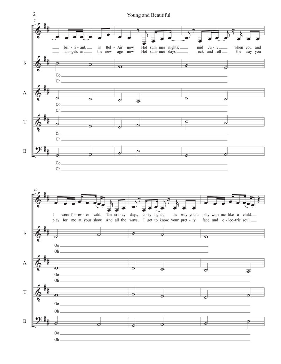 Young And Beautiful 4-Part scores gallery preview page 2