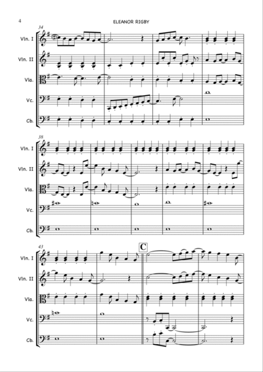 Eleanor Rigby Eleanor Rigby String Quartet scores gallery preview page 4