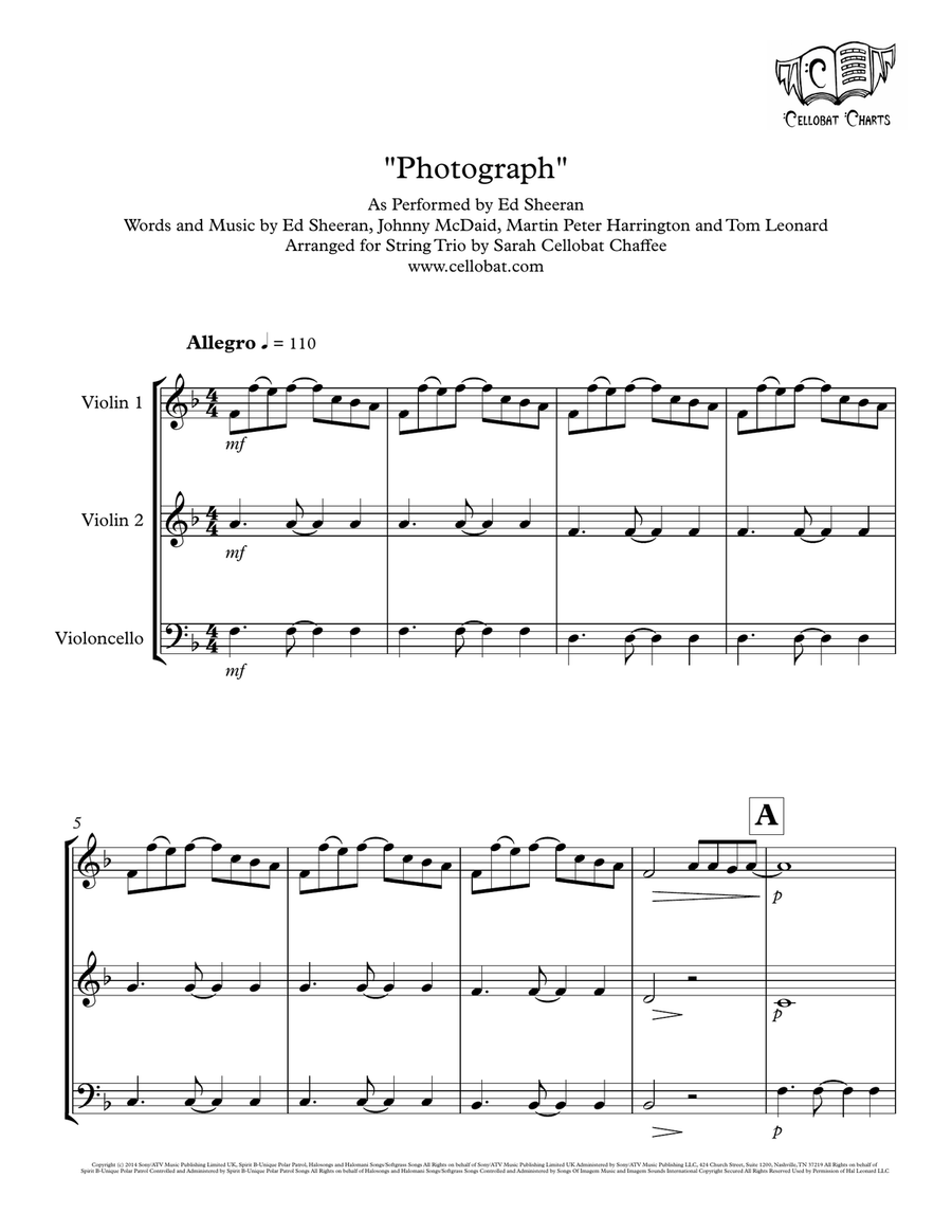Photograph String Trio scores gallery preview page 1