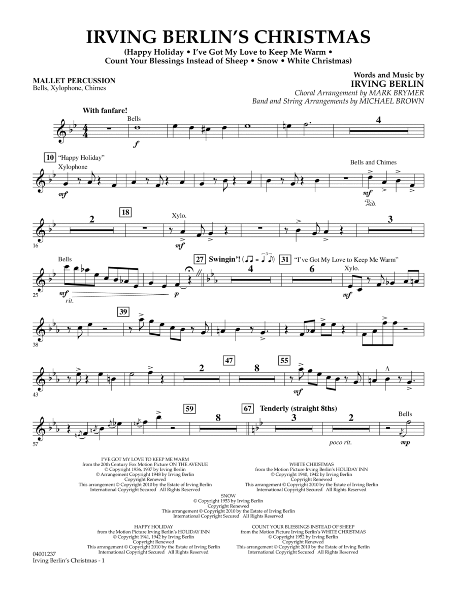 Irving Berlin's Christmas (Medley) - Mallet Percussion Concert Band scores gallery preview page 1