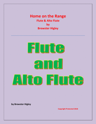Book cover for Home on the Range - Brewster Higley - For Flute and Alto Flute - Easy/Beginner level