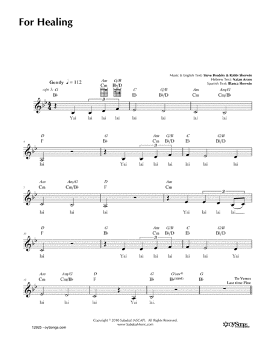 For Healing For Healing Piano scores gallery preview page 1