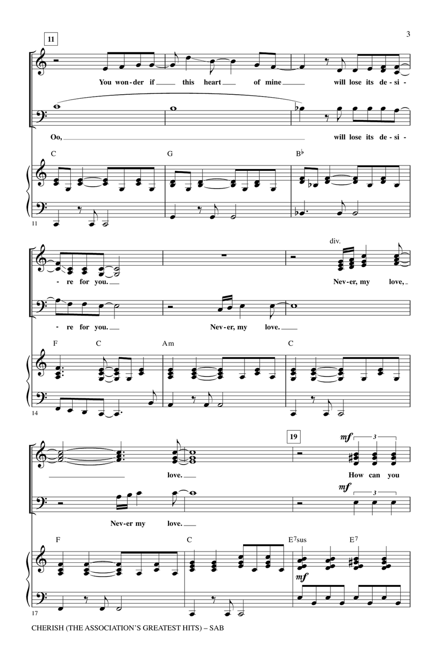 Cherish (The Association's Greatest Hits) 3-Part scores gallery preview page 2