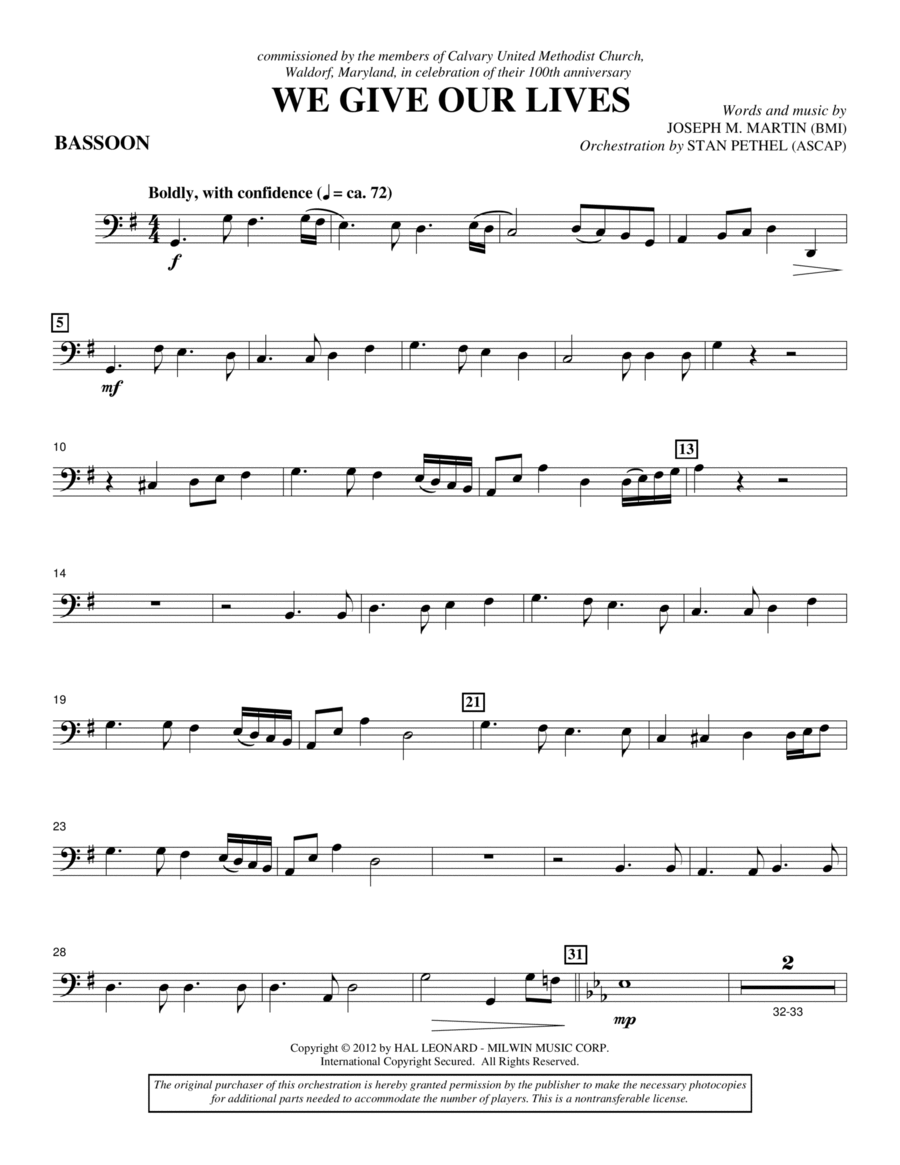 We Give Our Lives - Bassoon Choir scores gallery preview page 1