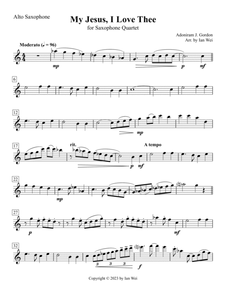 My Jesus, I Love Thee for Saxophone Quartet image number null