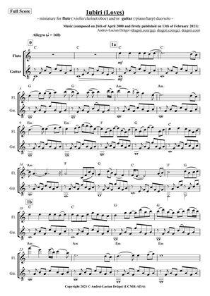 Iubiri (Loves) - miniature for flute (/violin/clarinet/oboe) and/or guitar (/piano/harp) duo/solo