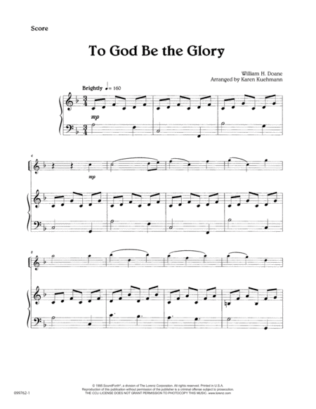 To God Be The Glory - F Horn Solo