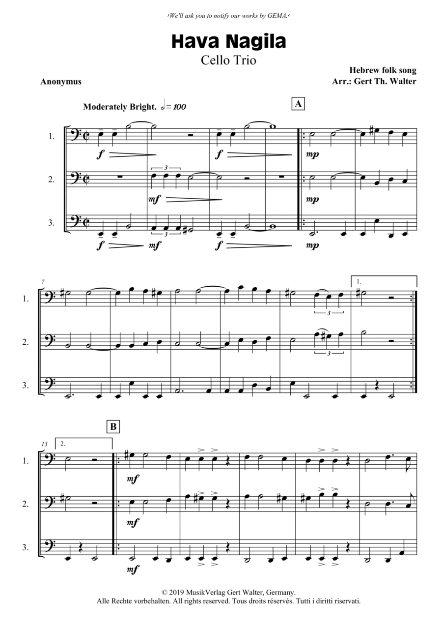 Hava Nagila String Trio scores gallery preview page 1