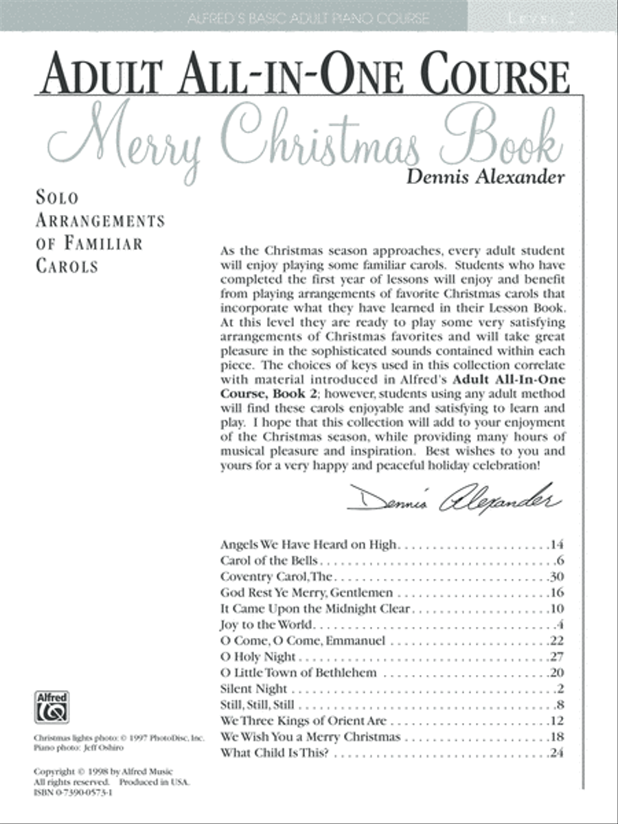 Alfred's Basic Adult All-in-One Christmas Piano, Book 2 Piano Method scores gallery preview page 2