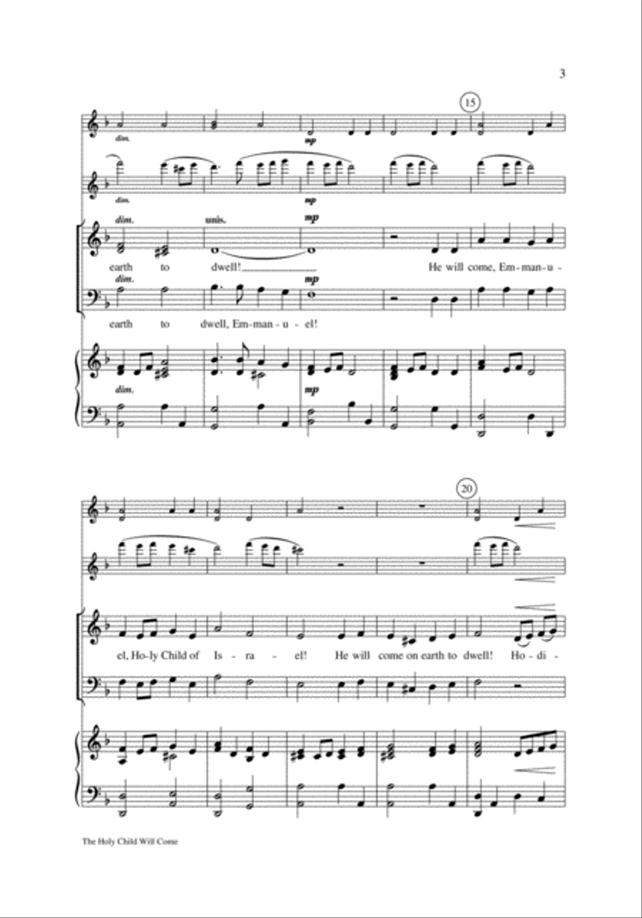 The Holy Child Will Come 4-Part scores gallery preview page 3