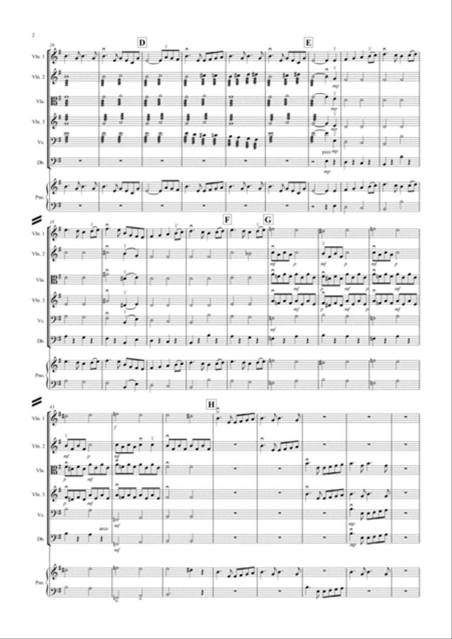 Swan Lake Theme for String Orchestra String Quartet scores gallery preview page 2