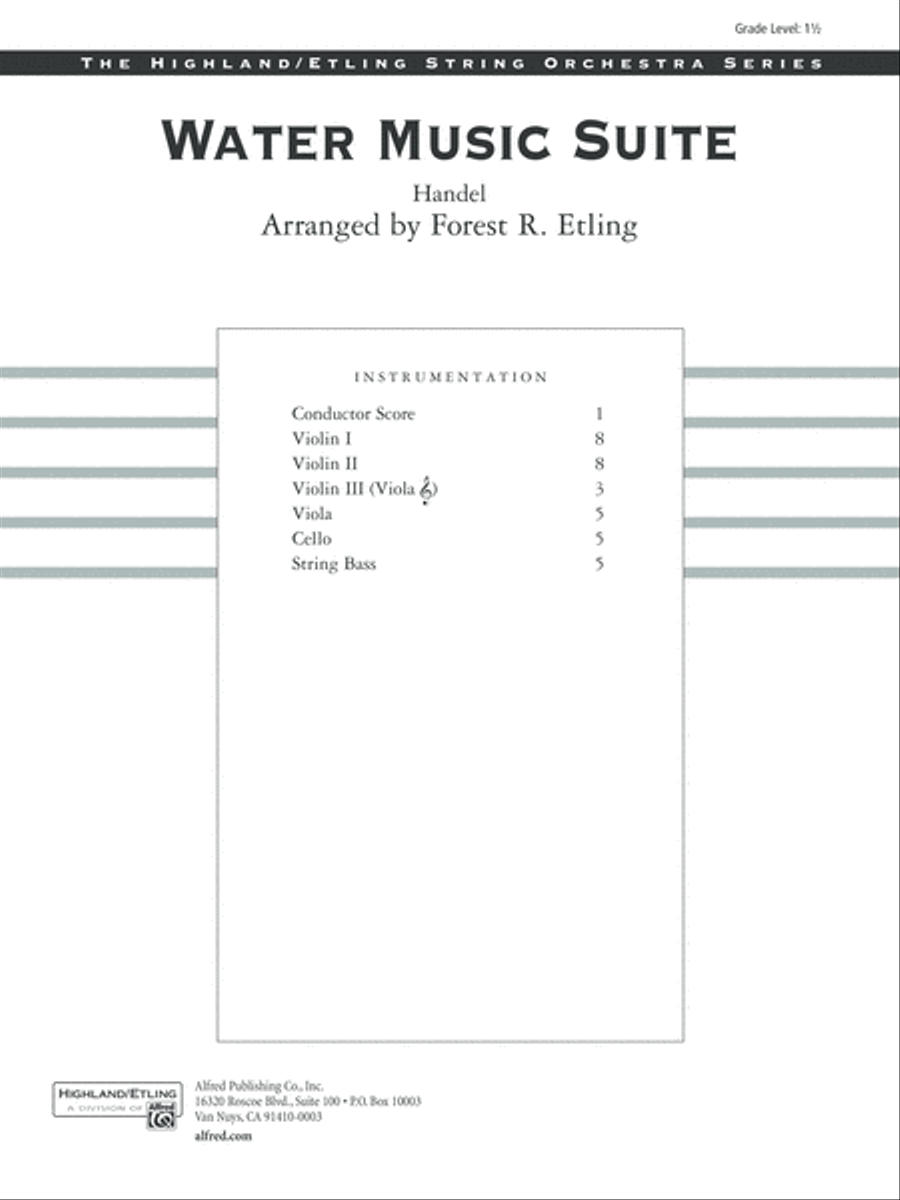 Water Music Suite: Score String Orchestra scores gallery preview page 1