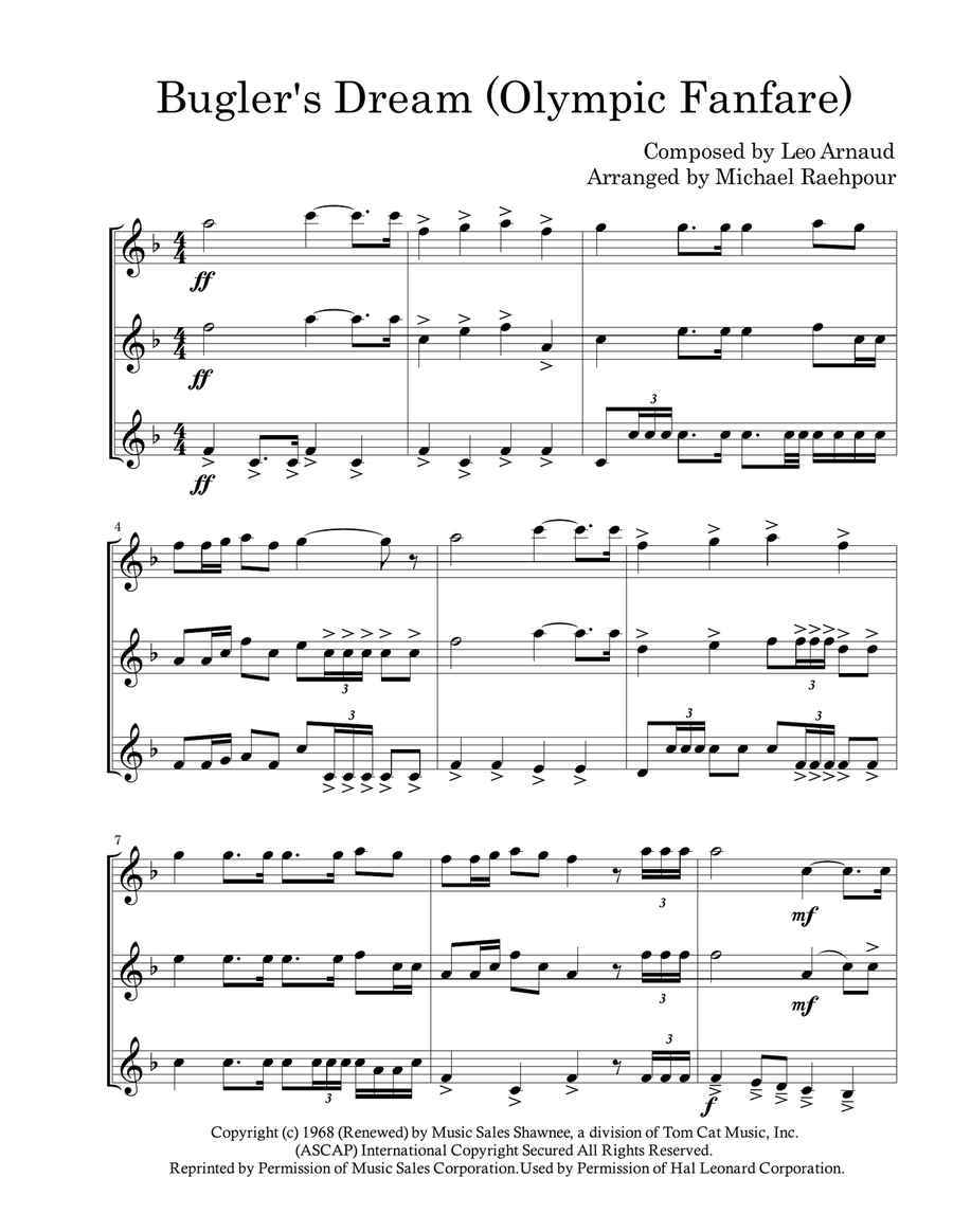 Bugler's Dream (Olympic Fanfare) Trumpet Solo scores gallery preview page 1