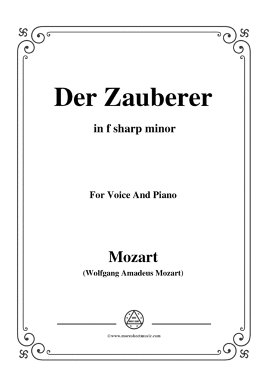 Mozart-Der zauberer,in f sharp minor,for Voice and Piano Voice Solo scores gallery preview page 1