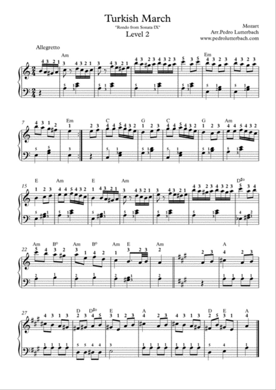 Turkish March Turkish March Easy Piano scores gallery preview page 1