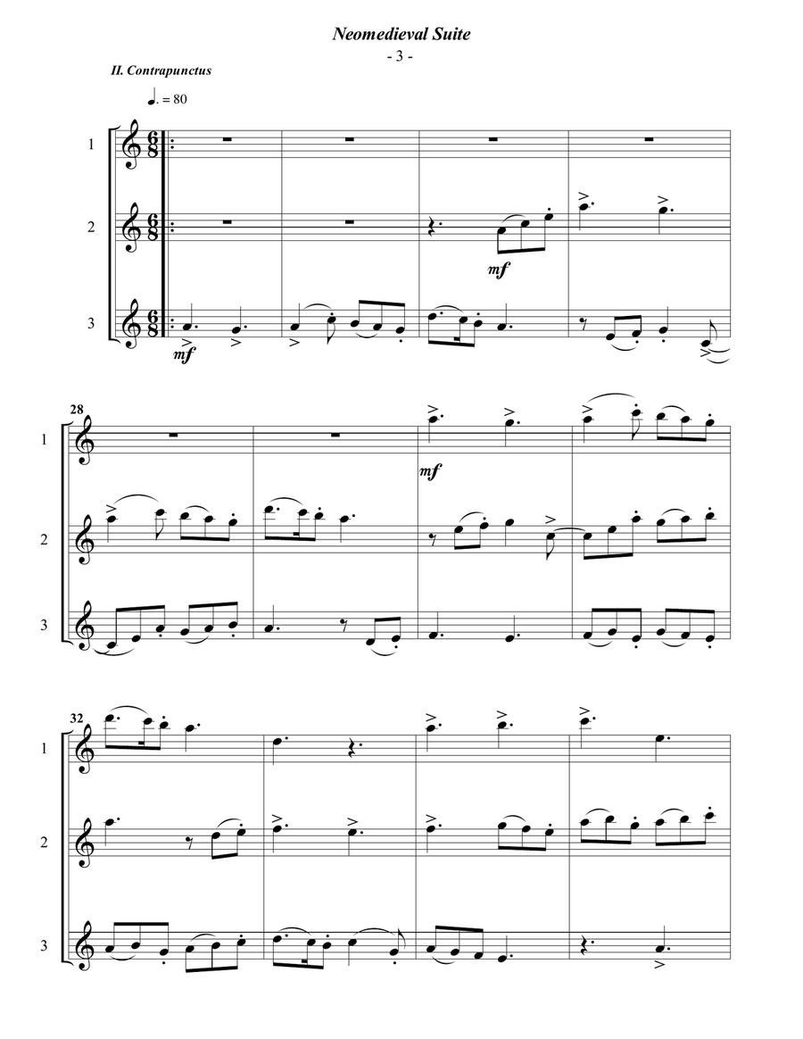 Guthrie: Neomedieval Suite for 3 Concert Flutes Woodwind Trio scores gallery preview page 3