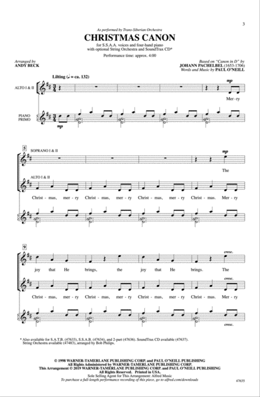 Christmas Canon Choir scores gallery preview page 1