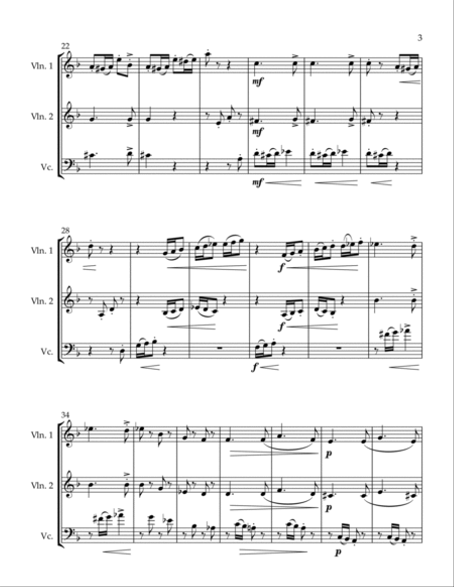 Album for the Young II. Allegro molto String Trio scores gallery preview page 3