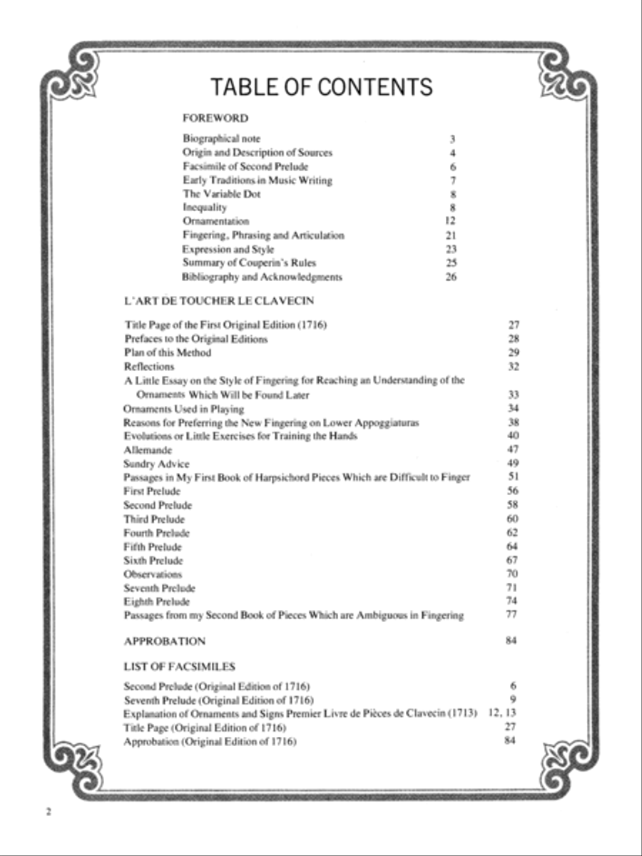 Couperin -- L'Art de toucher le Clavecin Piano Solo scores gallery preview page 2